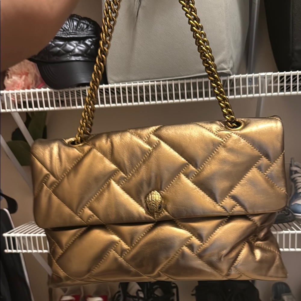 Kurt Geiger Gold Quilted Chain Shoulder Bag